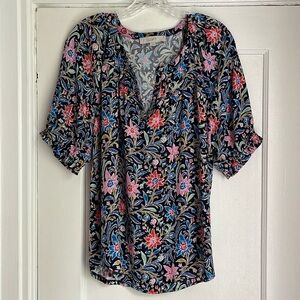 LOFT Floral Short-Sleeve Top EUC / L